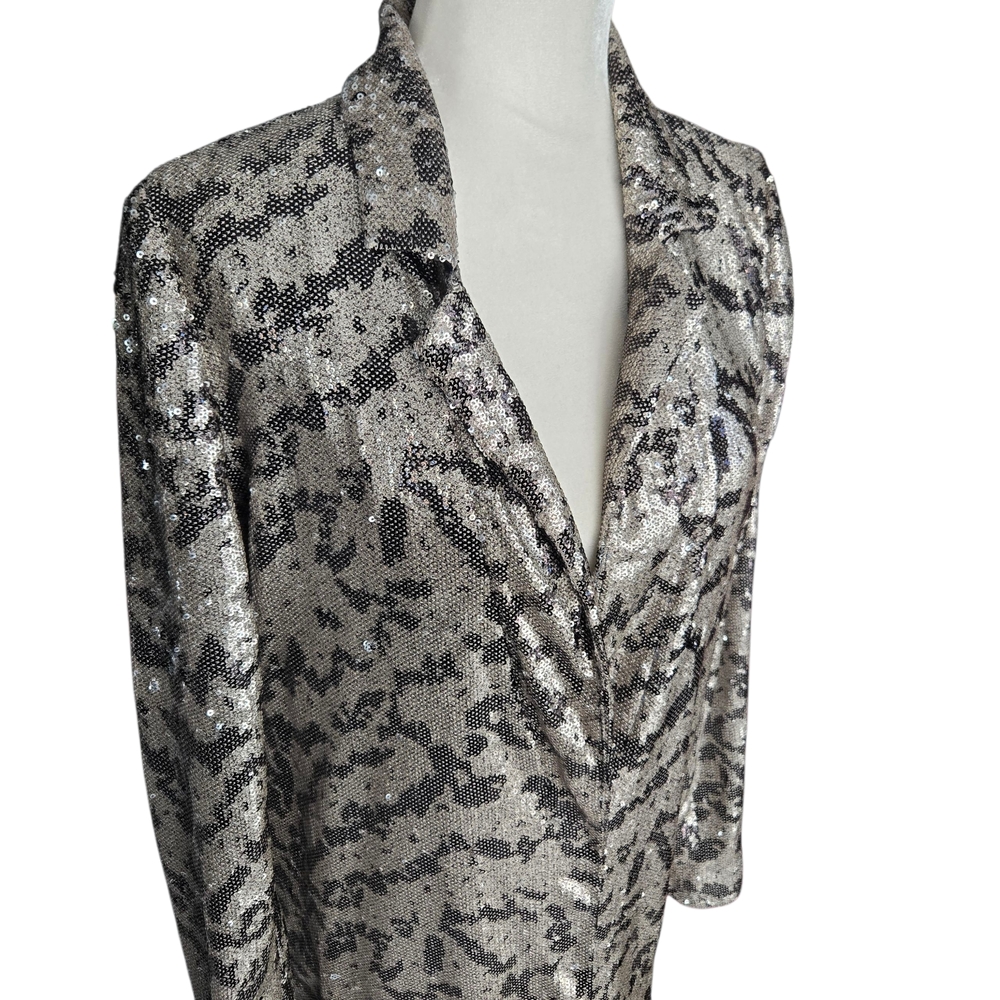 Anthropologie Maeve Sequin Zebra  Jordyn Blazer Black Champagne Gold Size Small
